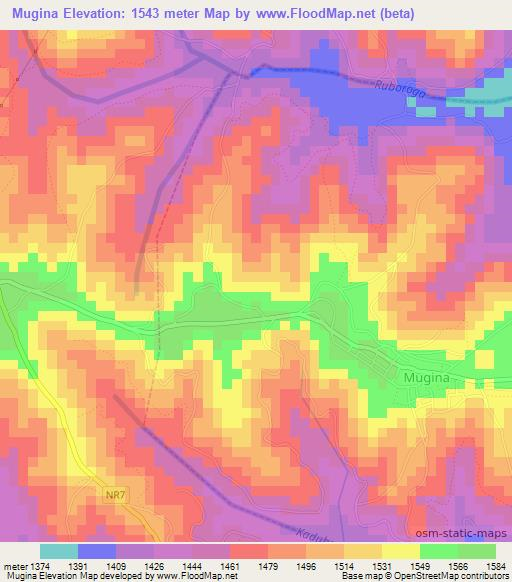 Mugina,Rwanda Elevation Map