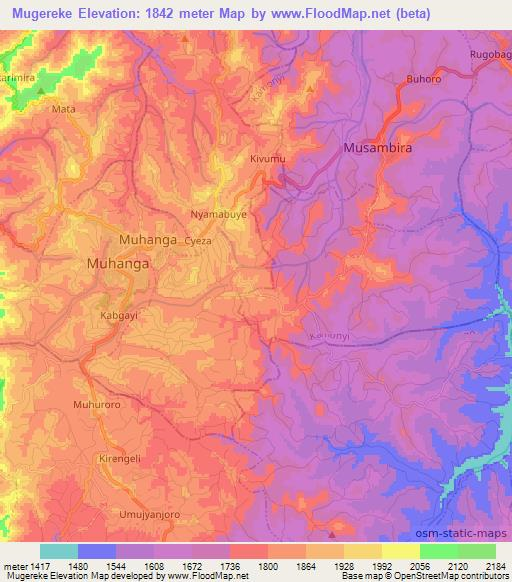 Mugereke,Rwanda Elevation Map