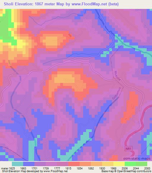 Sholi,Rwanda Elevation Map