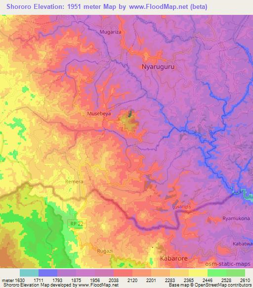 Shororo,Rwanda Elevation Map