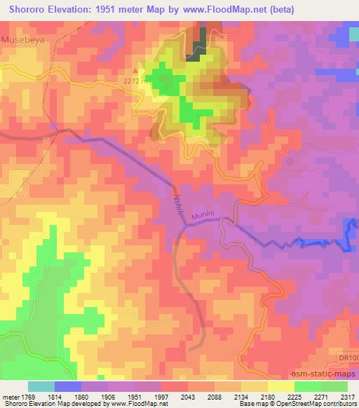 Shororo,Rwanda Elevation Map