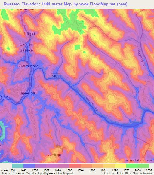 Rwesero,Rwanda Elevation Map