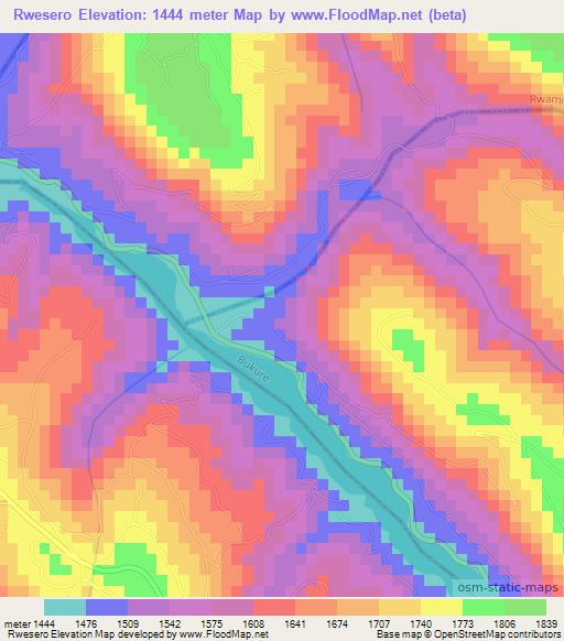 Rwesero,Rwanda Elevation Map