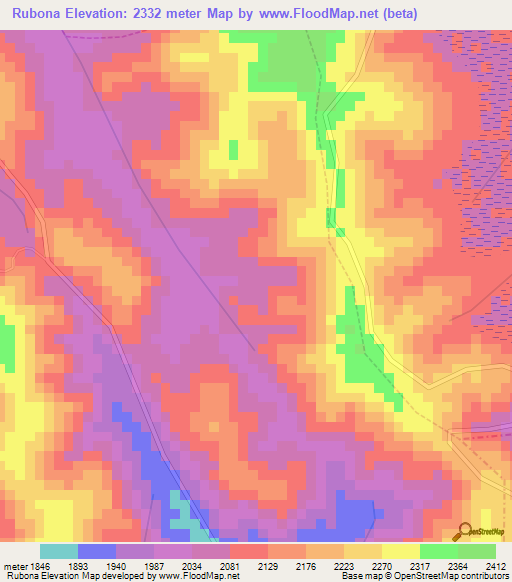 Rubona,Rwanda Elevation Map