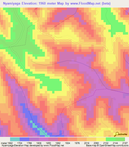 Nyamiyaga,Rwanda Elevation Map