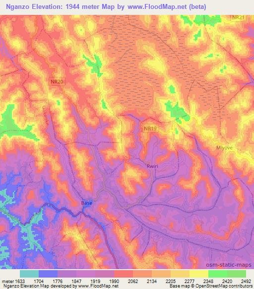 Nganzo,Rwanda Elevation Map