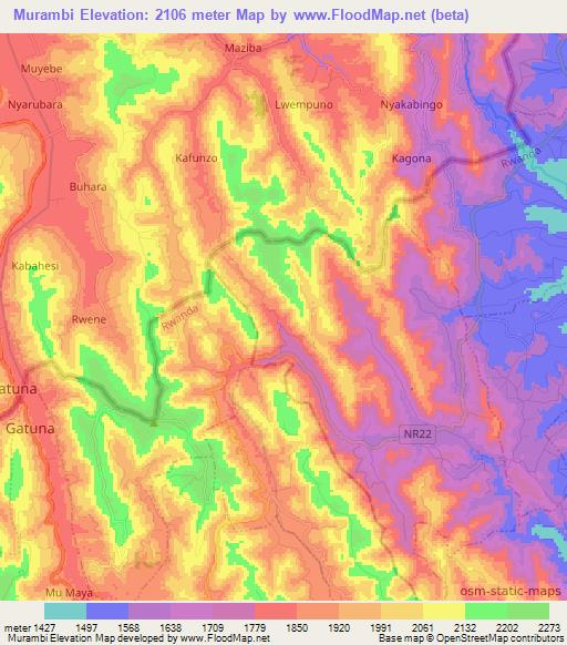 Murambi,Rwanda Elevation Map