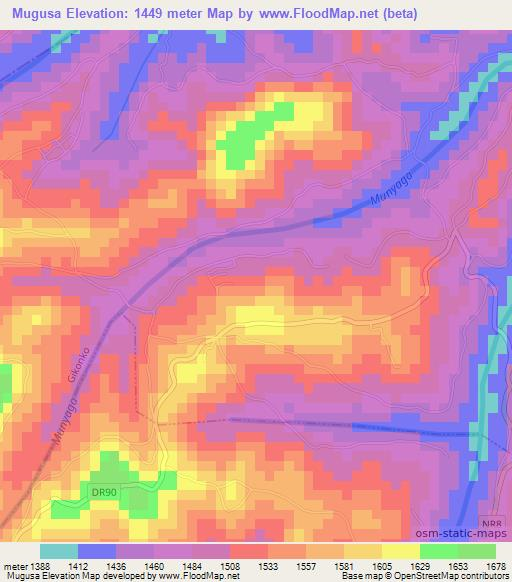 Mugusa,Rwanda Elevation Map