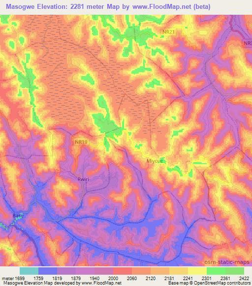 Masogwe,Rwanda Elevation Map
