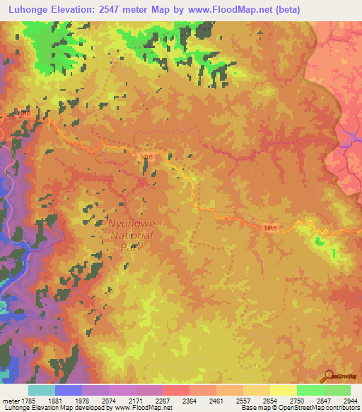 Luhonge,Rwanda Elevation Map