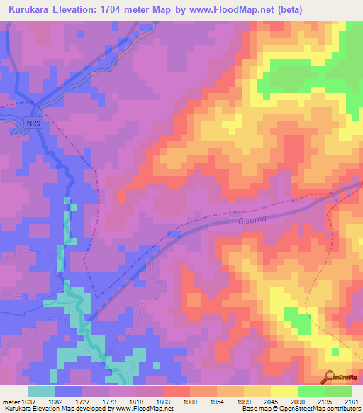 Kurukara,Rwanda Elevation Map