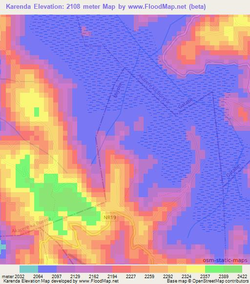 Karenda,Rwanda Elevation Map