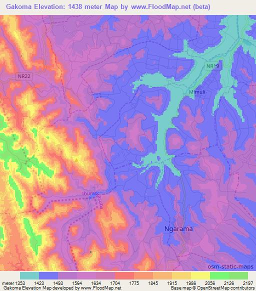 Gakoma,Rwanda Elevation Map