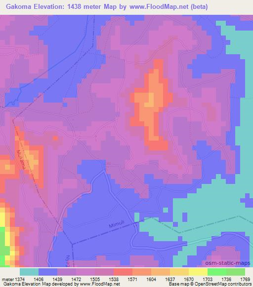 Gakoma,Rwanda Elevation Map