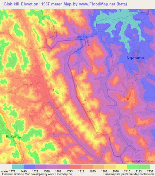 Gishikili,Rwanda Elevation Map