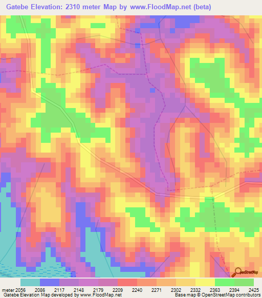 Gatebe,Rwanda Elevation Map