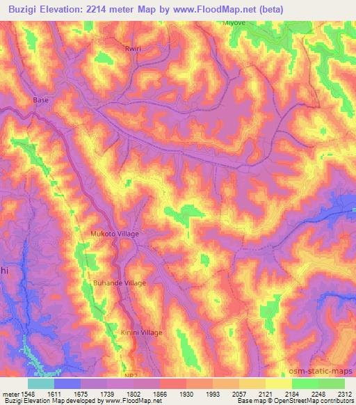 Buzigi,Rwanda Elevation Map