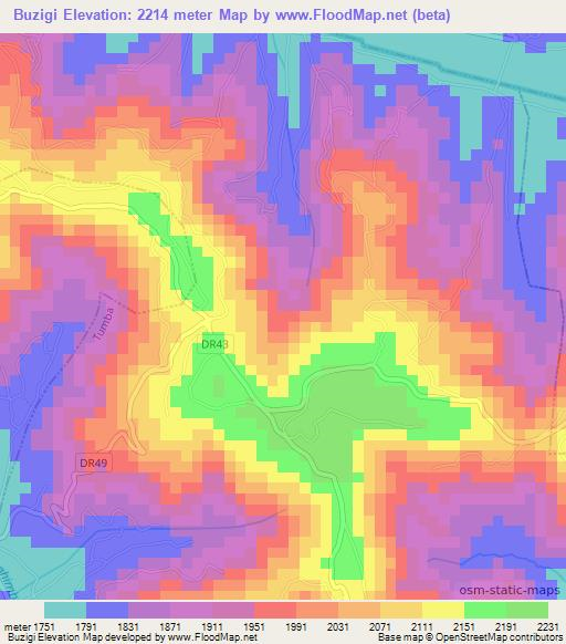Buzigi,Rwanda Elevation Map
