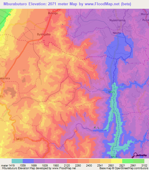 Mburabuturo,Rwanda Elevation Map