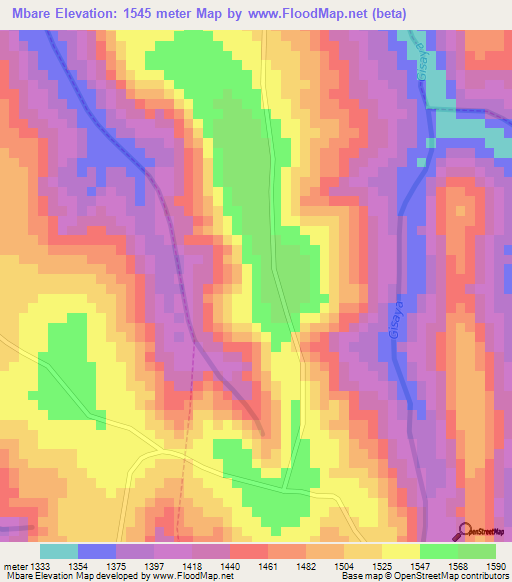Mbare,Rwanda Elevation Map