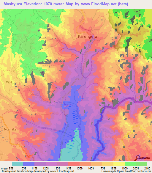 Mashyuza,Rwanda Elevation Map