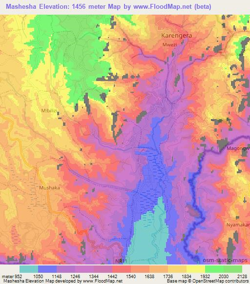 Mashesha,Rwanda Elevation Map