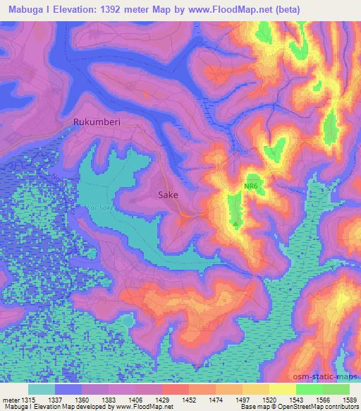 Mabuga I,Rwanda Elevation Map