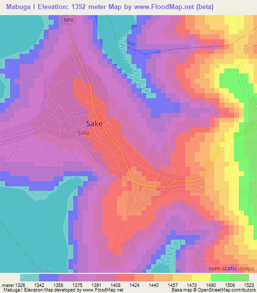 Mabuga I,Rwanda Elevation Map