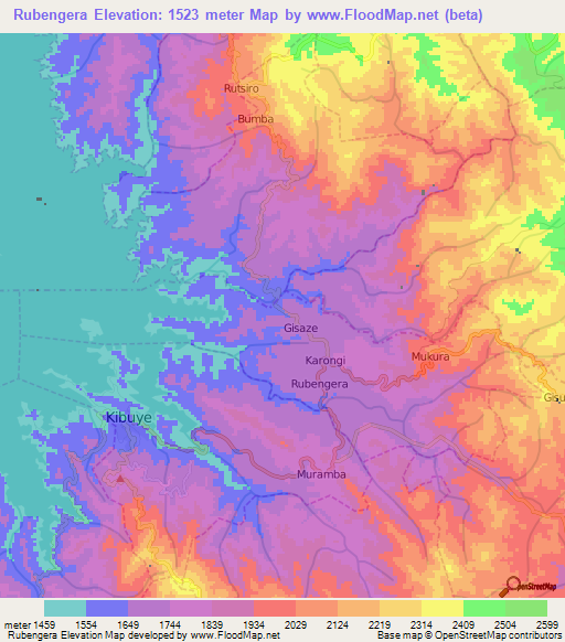 Rubengera,Rwanda Elevation Map