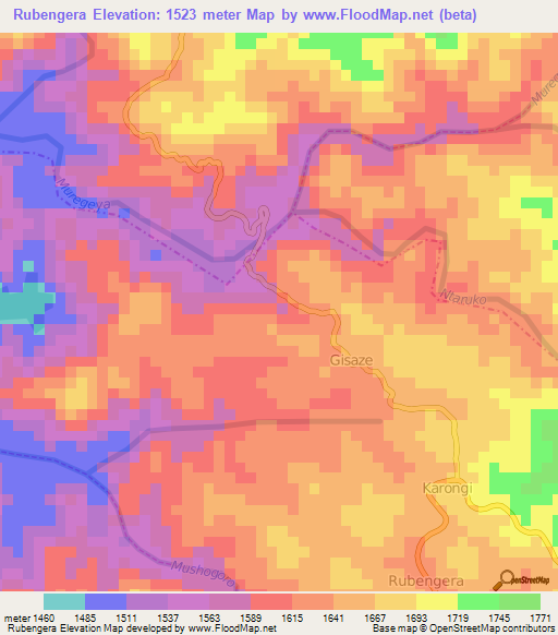 Rubengera,Rwanda Elevation Map