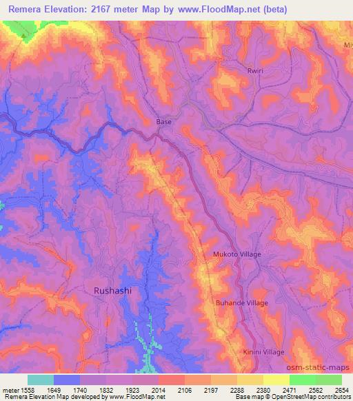 Remera,Rwanda Elevation Map