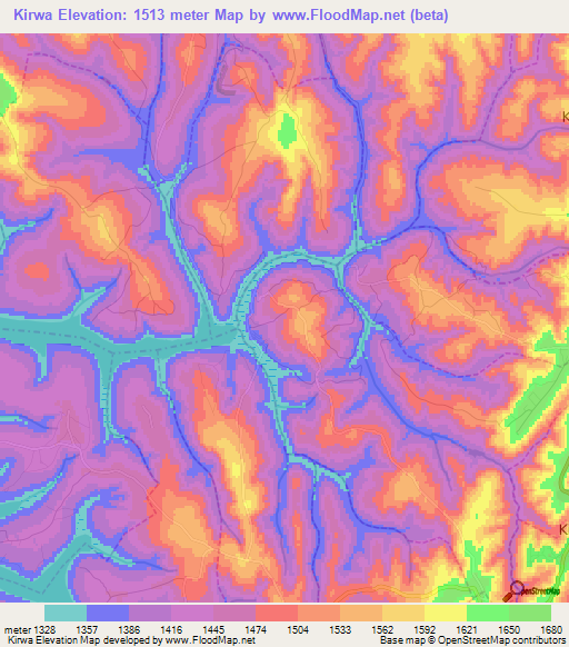 Kirwa,Rwanda Elevation Map