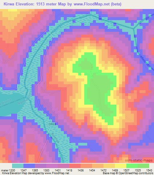 Kirwa,Rwanda Elevation Map