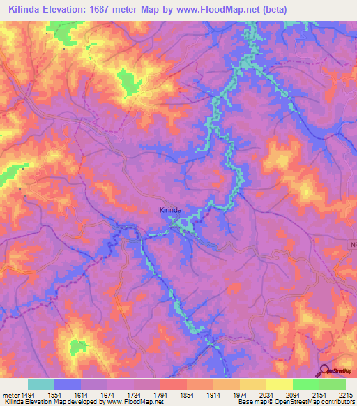 Kilinda,Rwanda Elevation Map