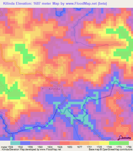 Kilinda,Rwanda Elevation Map