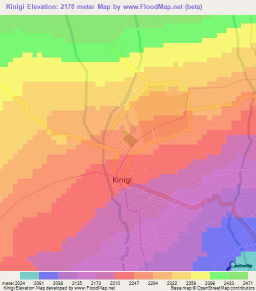 Kinigi,Rwanda Elevation Map