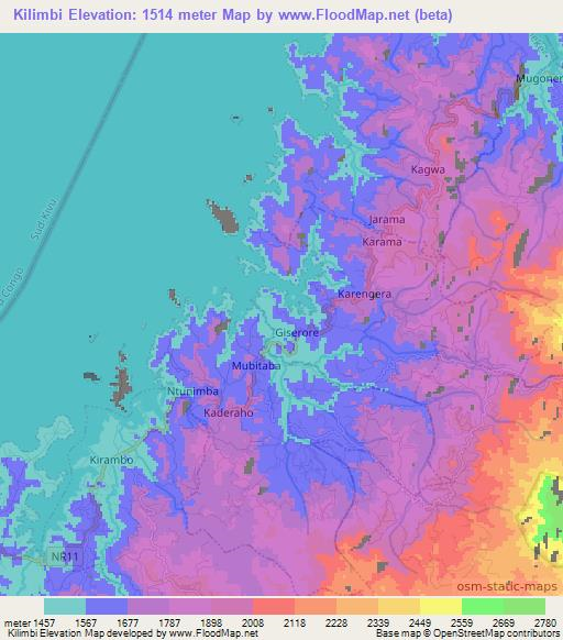 Kilimbi,Rwanda Elevation Map