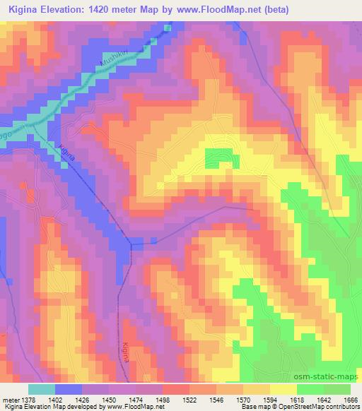 Kigina,Rwanda Elevation Map