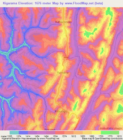 Kigarama,Rwanda Elevation Map