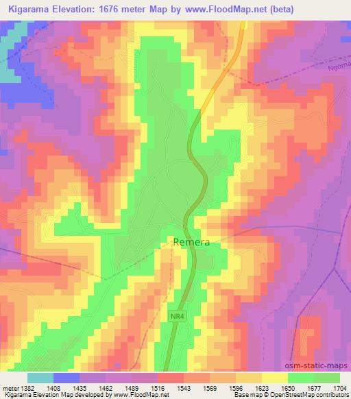 Kigarama,Rwanda Elevation Map