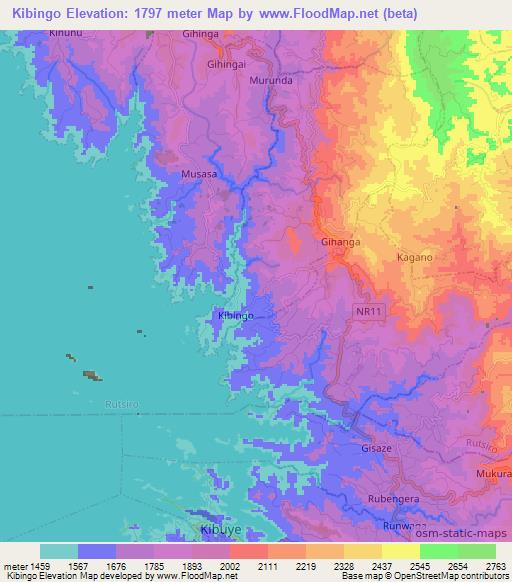 Kibingo,Rwanda Elevation Map