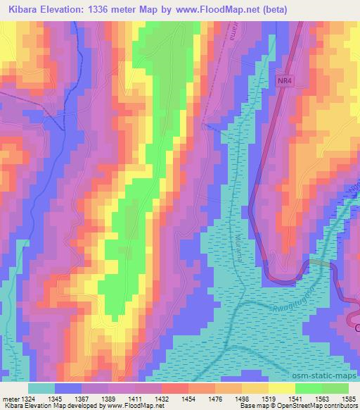 Kibara,Rwanda Elevation Map