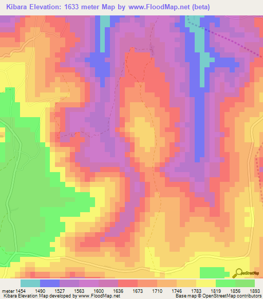 Kibara,Rwanda Elevation Map