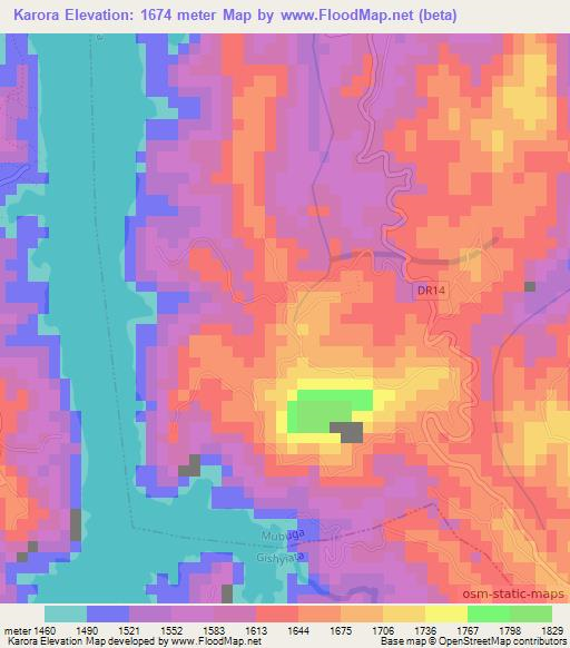 Karora,Rwanda Elevation Map