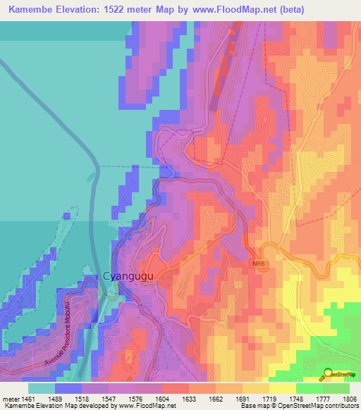 Kamembe,Rwanda Elevation Map