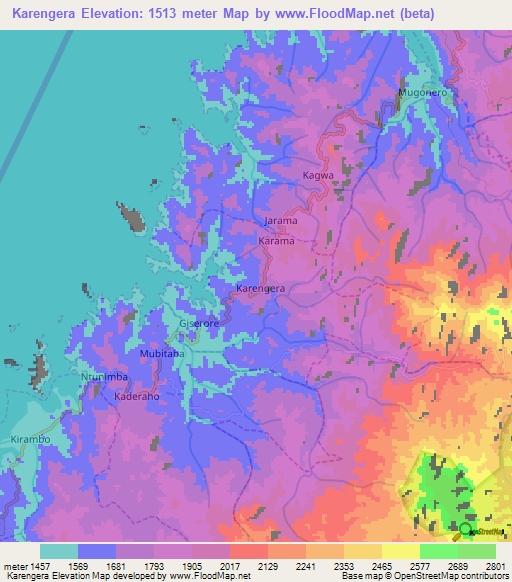 Karengera,Rwanda Elevation Map