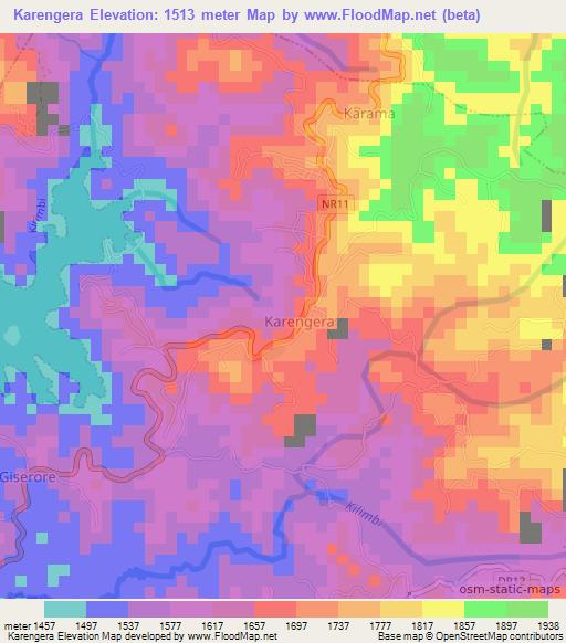 Karengera,Rwanda Elevation Map