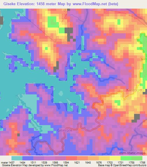 Giseke,Rwanda Elevation Map