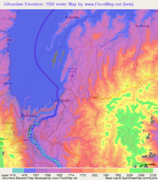 Gihundwe,Rwanda Elevation Map