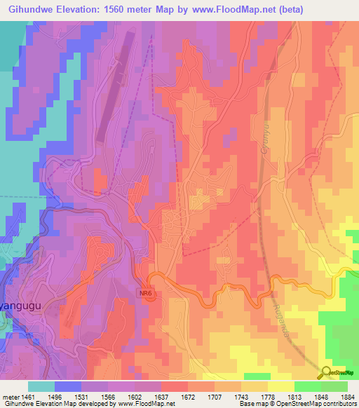 Gihundwe,Rwanda Elevation Map
